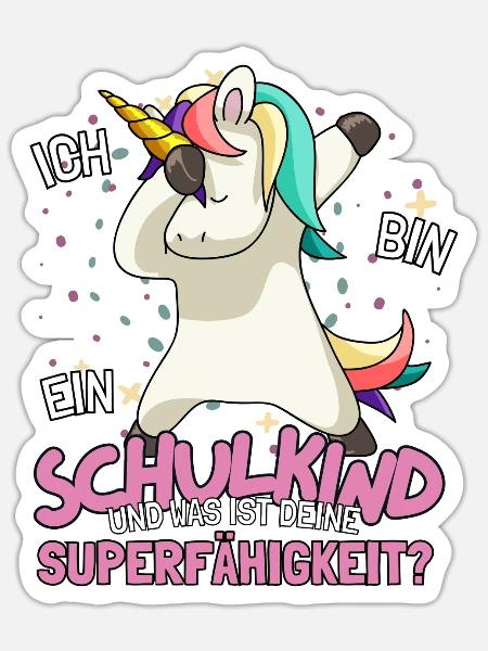 Schulkind Abschiedsgeschenk Kindergarten Einhorn - Sticker Größe S (10 x 10 cm) - Mattweiß
