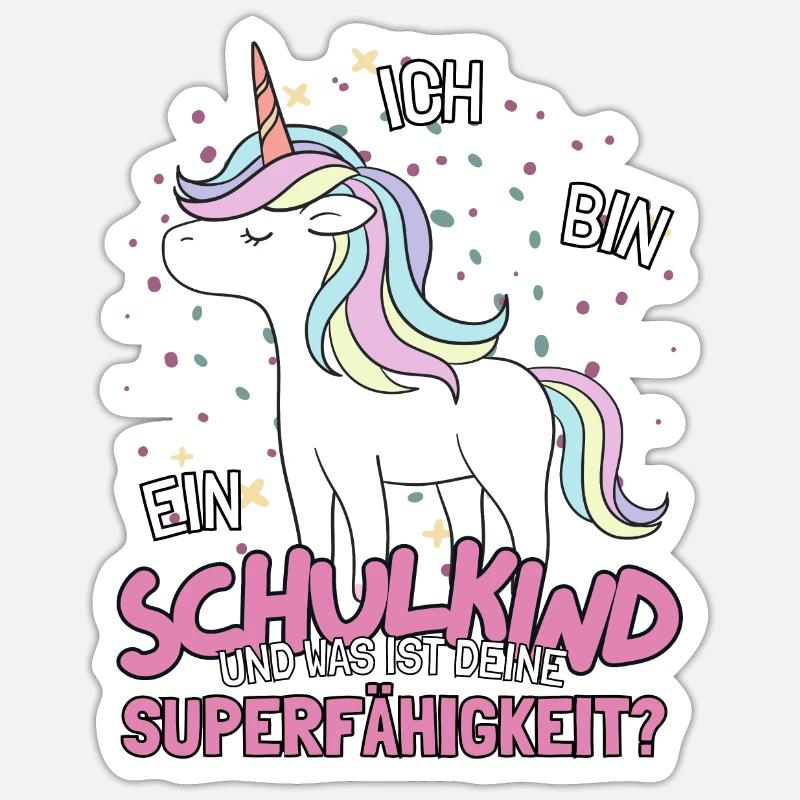 Schulanfang Einhorn Schulkind Einschulung Mädchen - Sticker Größe S (10 x 10 cm) - Mattweiß
