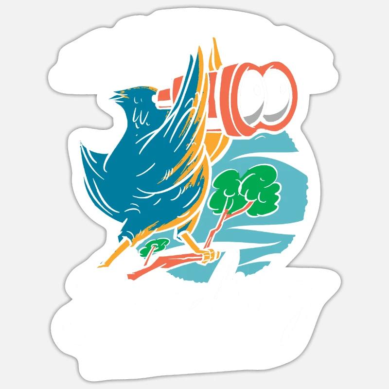Je préfère observer les oiseaux - Sticker taille S (10 x 10 cm) - blanc mat