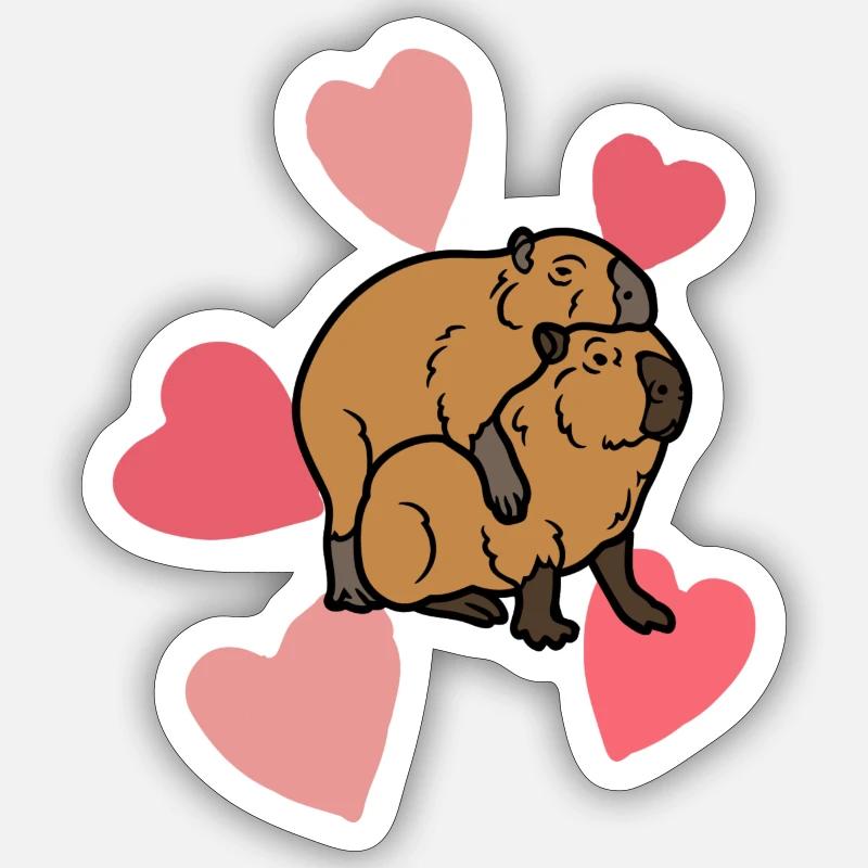 Verliebte Capybara Sticker Größe S (10 x 10 cm)