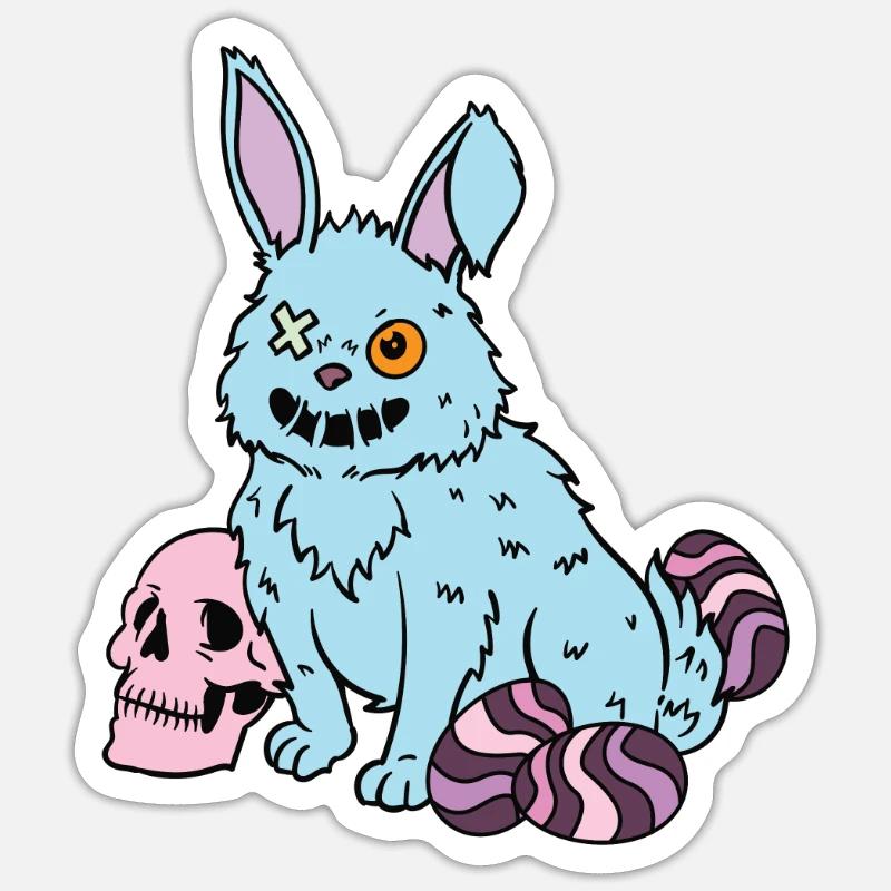 Gothic Rabbit Gothic Hase Gothic Ostern Emo Goth - Sticker Größe S (10 x 10 cm) - Mattweiß