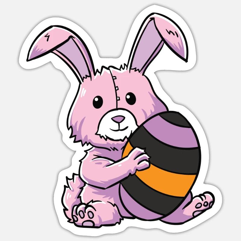 Lapin gothique Lapin gothique Gothique Pâques Emo Goth - Sticker taille S (10 x 10 cm) - blanc mat
