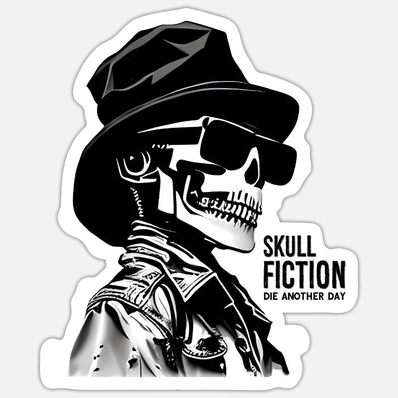 Crâne Fiction Crâne Art - Sticker taille S (10 x 10 cm) - blanc mat