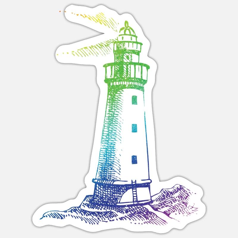 Regenbogen Leuchtturm Sticker Größe S (10 x 10 cm)