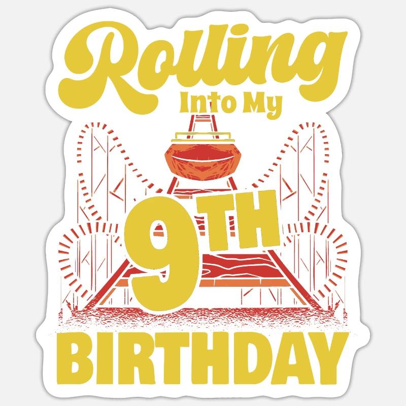 Roller Coaster Amusement Park Rolling Into My 9th Sticker Größe S (10 x 10 cm)