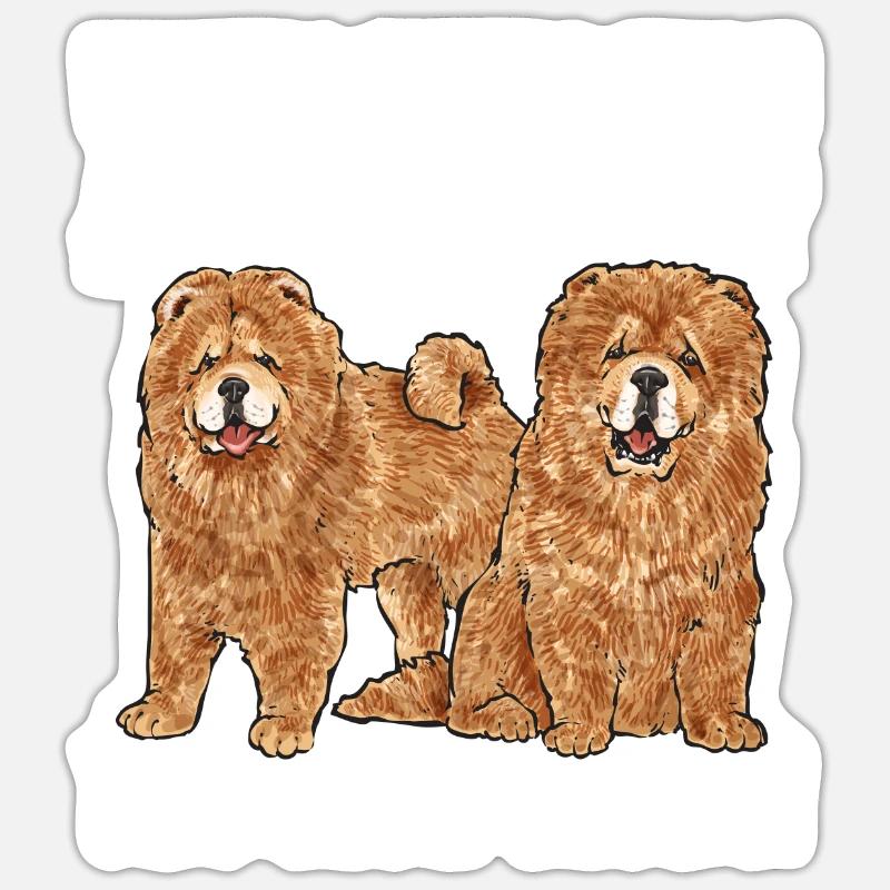 Chow Chow Chien - Sticker taille S (10 x 10 cm) - blanc mat