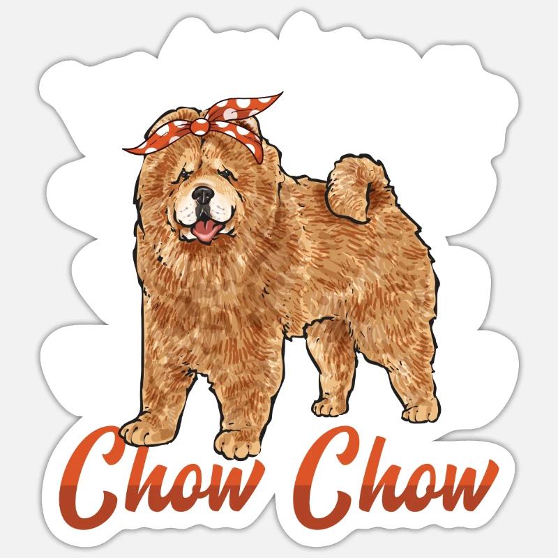 Chow Chow Chien - Sticker taille S (10 x 10 cm) - blanc mat