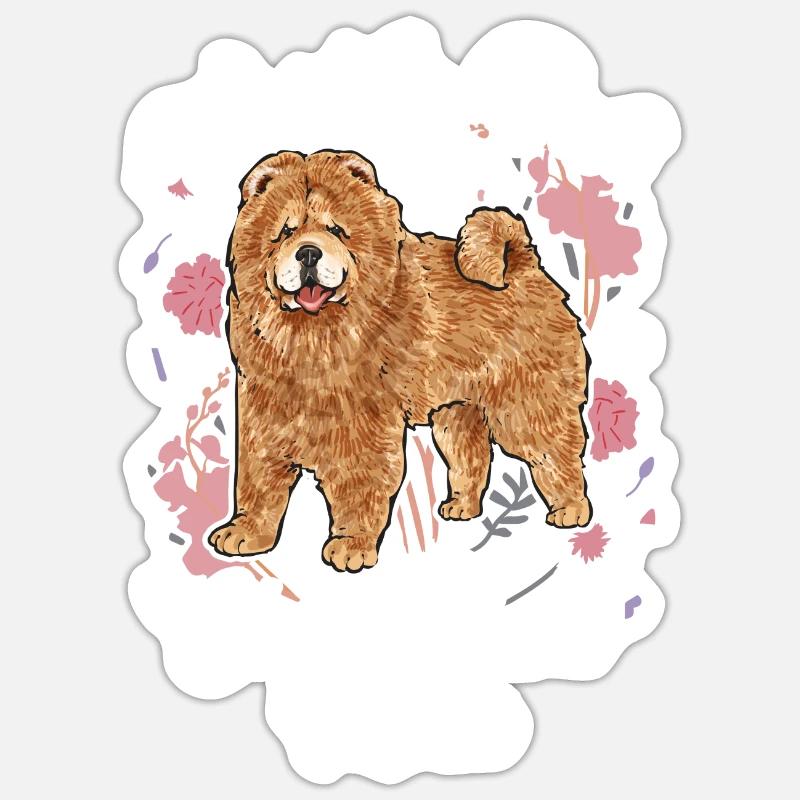 Chow Chow Chien - Sticker taille S (10 x 10 cm) - blanc mat