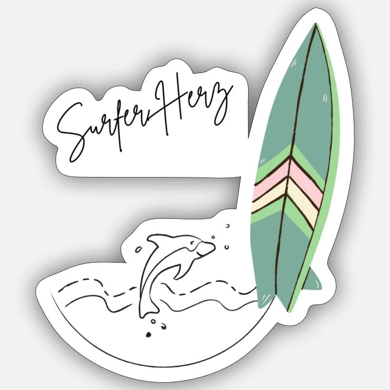 Surfer Herz Sticker Größe S (10 x 10 cm)