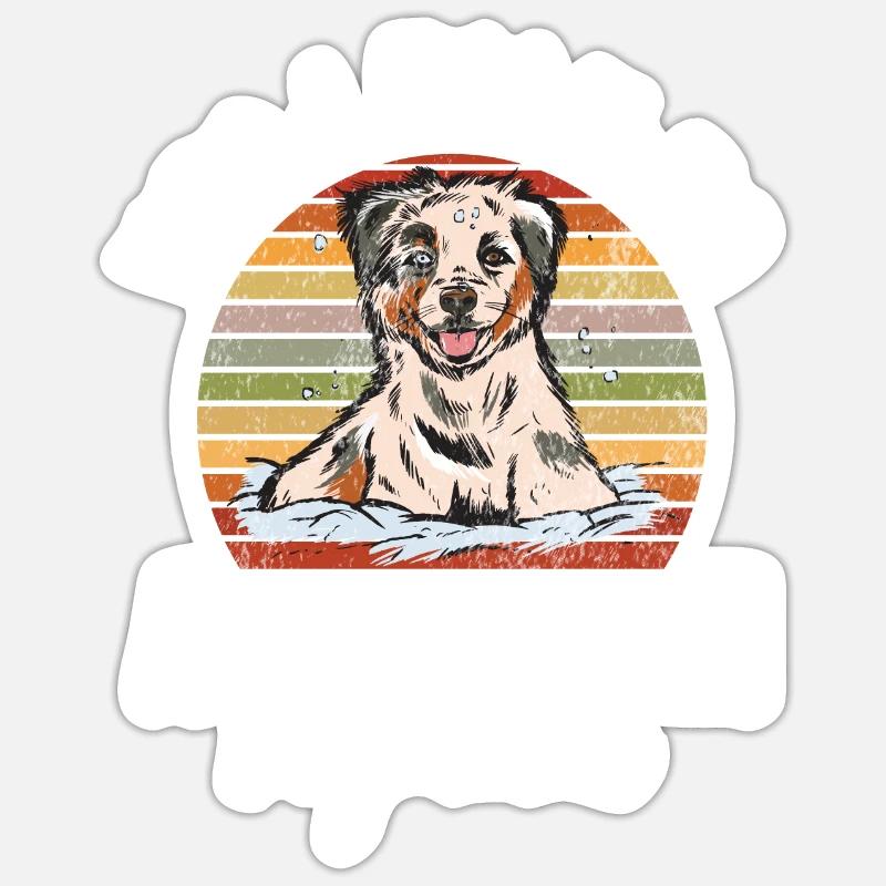 Australian Shepherd Geschenke - Sticker Größe S (10 x 10 cm) - Mattweiß