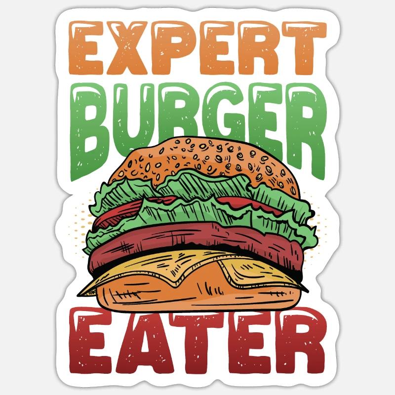 Expert Burger Eater Cheeseburger - Sticker size S (10 x 10 cm) - white matte