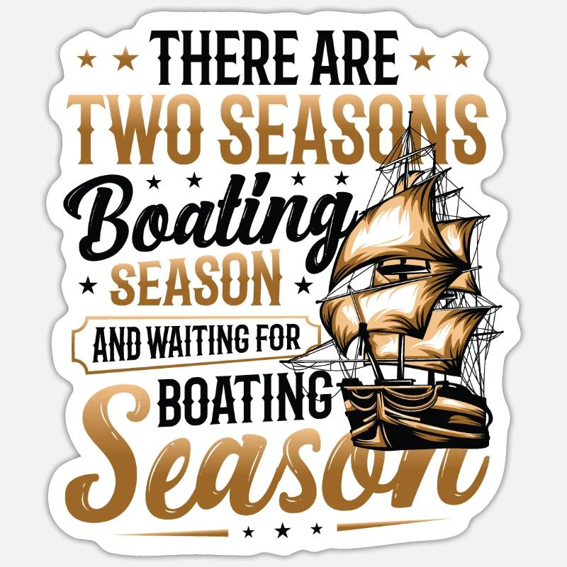 Warten Auf Die Bootssaison, Bootsführer Sticker Größe S (10 x 10 cm)
