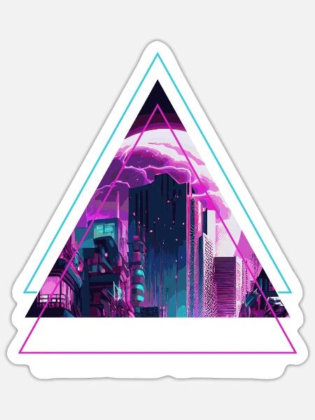 Japanese Vaporwave City Aesthetic Futurism Citysca - Sticker Größe S (10 x 10 cm) - Mattweiß