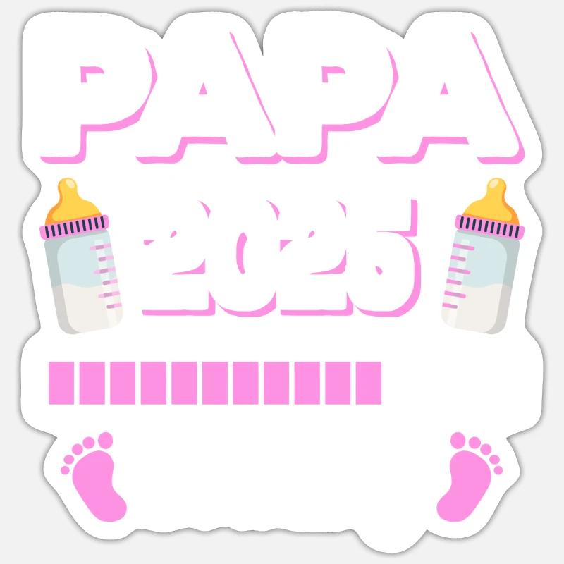 Papa Loading 2025 Vater Väter Vatertag - Sticker Größe S (10 x 10 cm) - Mattweiß