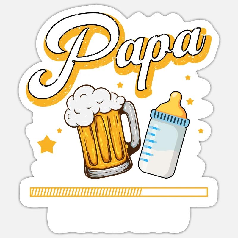 Papa Loading Vater Väter Bier Biertrinker Vatertag - Sticker Größe S (10 x 10 cm) - Mattweiß