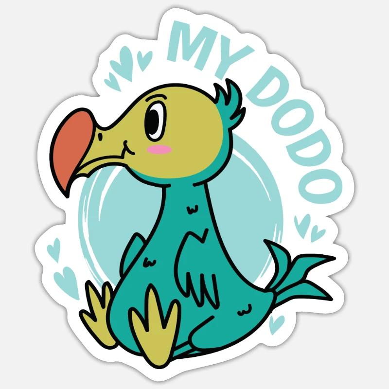 Mon oiseau Dodo de l’île Maurice - Sticker taille S (10 x 10 cm) - blanc mat