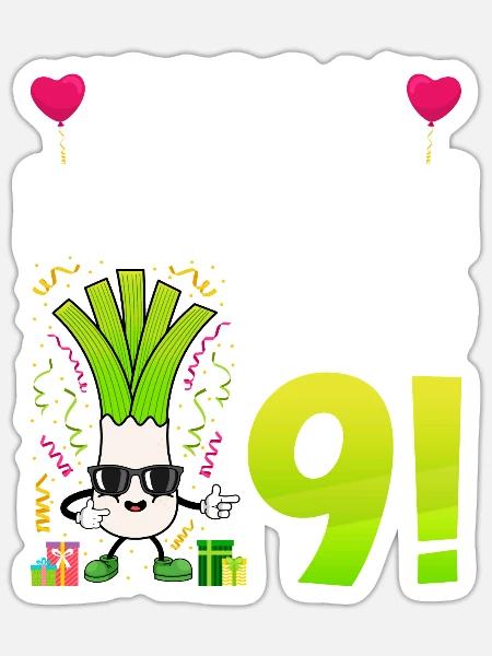 Hurra der Lauch wird 9 - Sticker Größe S (10 x 10 cm) - Mattweiß