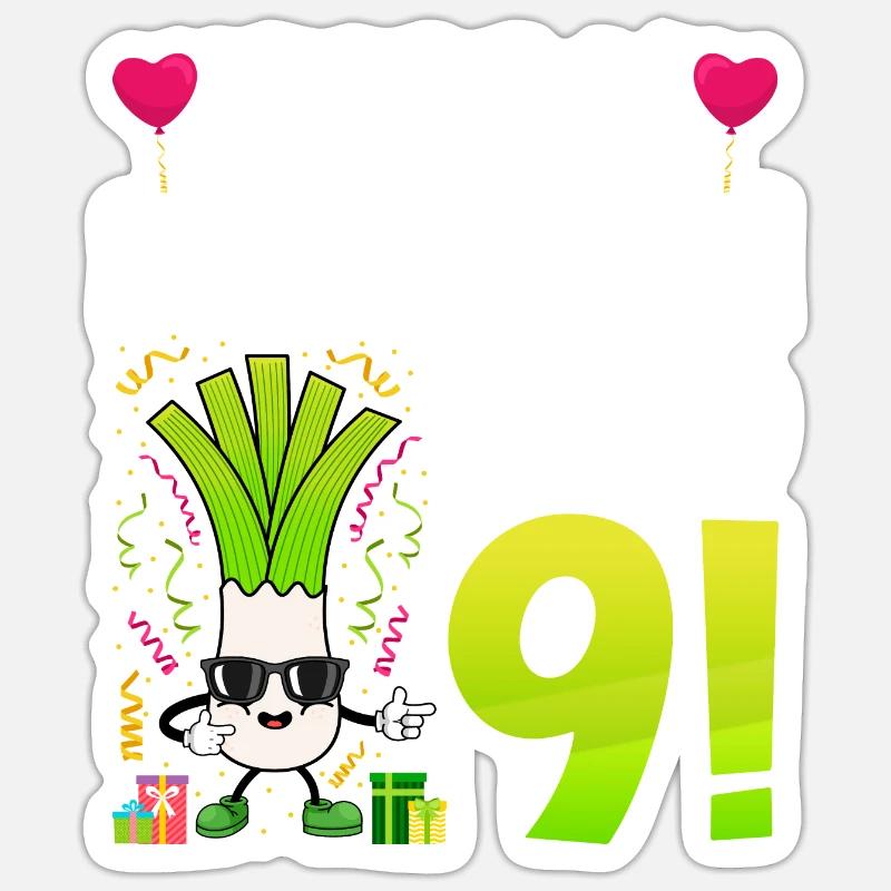 Hurra der Lauch wird 9 - Sticker Größe S (10 x 10 cm) - Mattweiß