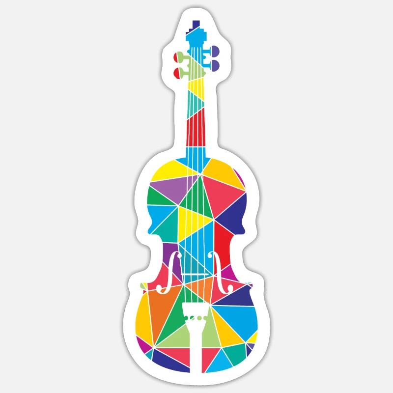 Violon Polygone Funny Violon - Sticker taille S (10 x 10 cm) - blanc mat
