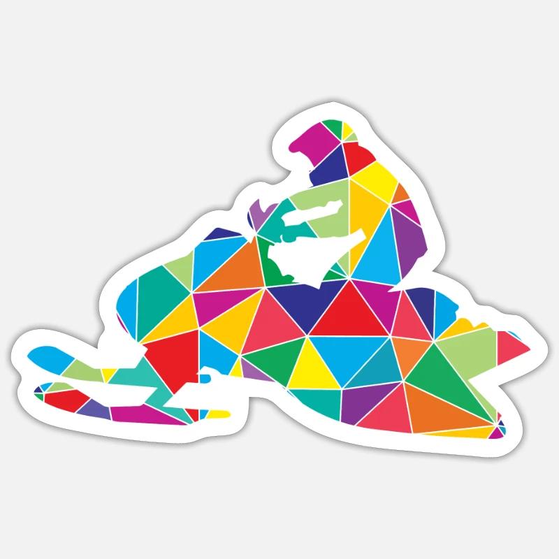 Low Poly Snowmobile Polygon Skidoo Sticker size S (10 x 10 cm)