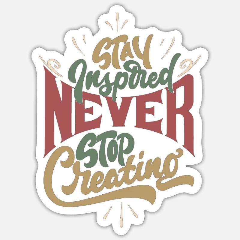 Never Stop Creating, Retro Style Sticker Größe S (10 x 10 cm)