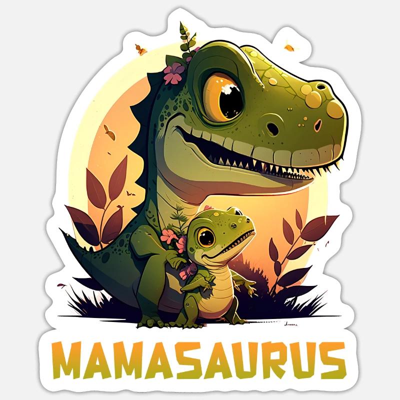 Mamasaurus Muttertag Mama Dinosaurier Mom - Sticker Größe S (10 x 10 cm) - Mattweiß