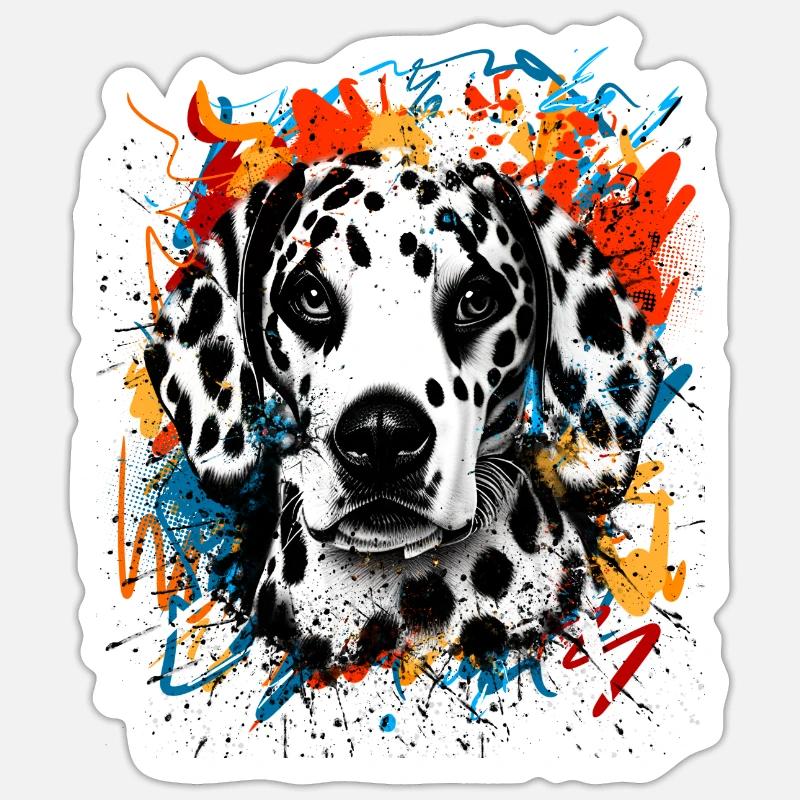 Chien dalmate - Sticker taille S (10 x 10 cm) - blanc mat