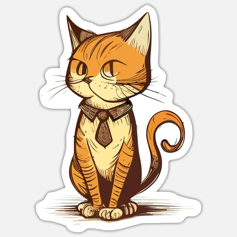 Dessin animé de chat mignon Sticker taille S (10 x 10 cm)
