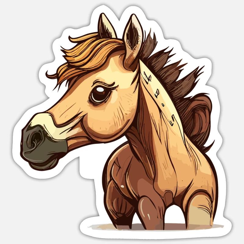 Pferd comic cartoon style Sticker Größe S (10 x 10 cm)