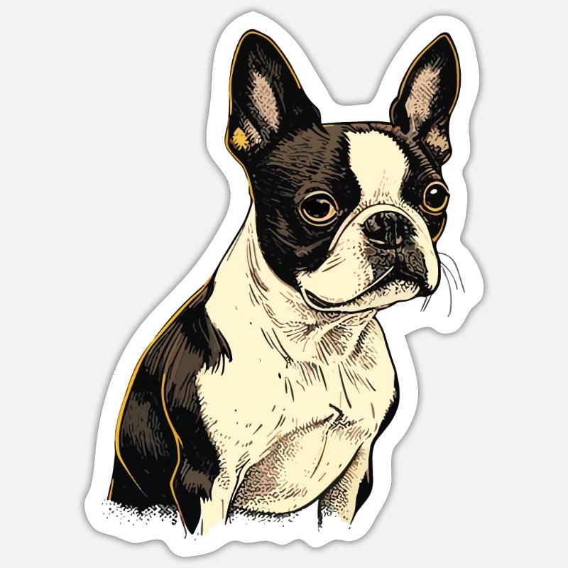 Boston Terrier - Sticker taille S (10 x 10 cm) - blanc mat
