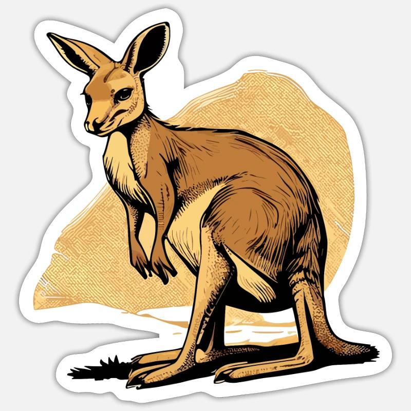 Kangaroo comic cartoon style Sticker size S (10 x 10 cm)