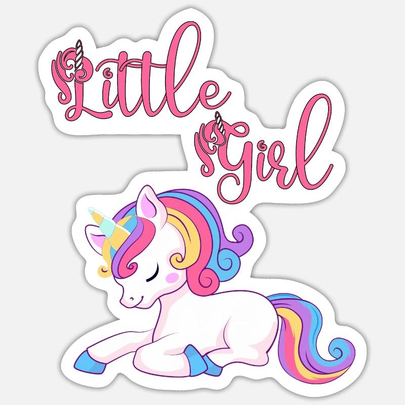 Kleines Mädchen liebt Einhörner Sticker Größe S (10 x 10 cm)