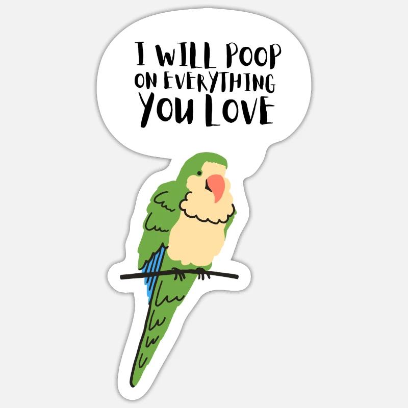 Blue Quaker Parrot Maman - Sticker taille S (10 x 10 cm) - blanc mat