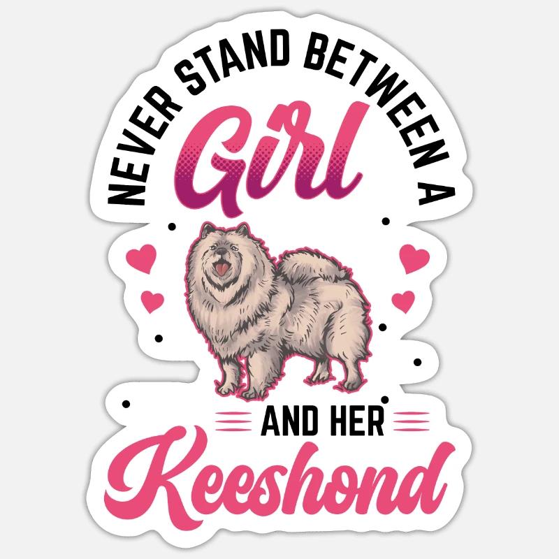 Fille et son Wolfspitz German Keeshond Sticker taille S (10 x 10 cm)