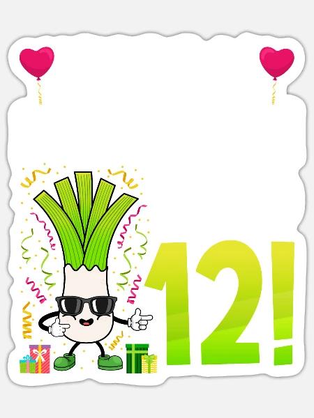 Hurra der Lauch wird 12 - Sticker Größe S (10 x 10 cm) - Mattweiß