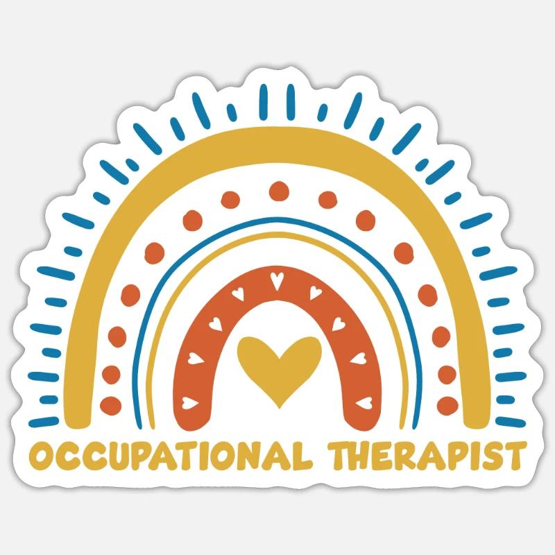 Ergotherapeut Regenbogen Kostüm - Sticker Größe S (10 x 10 cm) - Mattweiß
