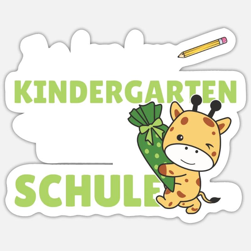 bye bye Kindergarten hallo Schule Giraffe - Sticker Größe S (10 x 10 cm) - Mattweiß