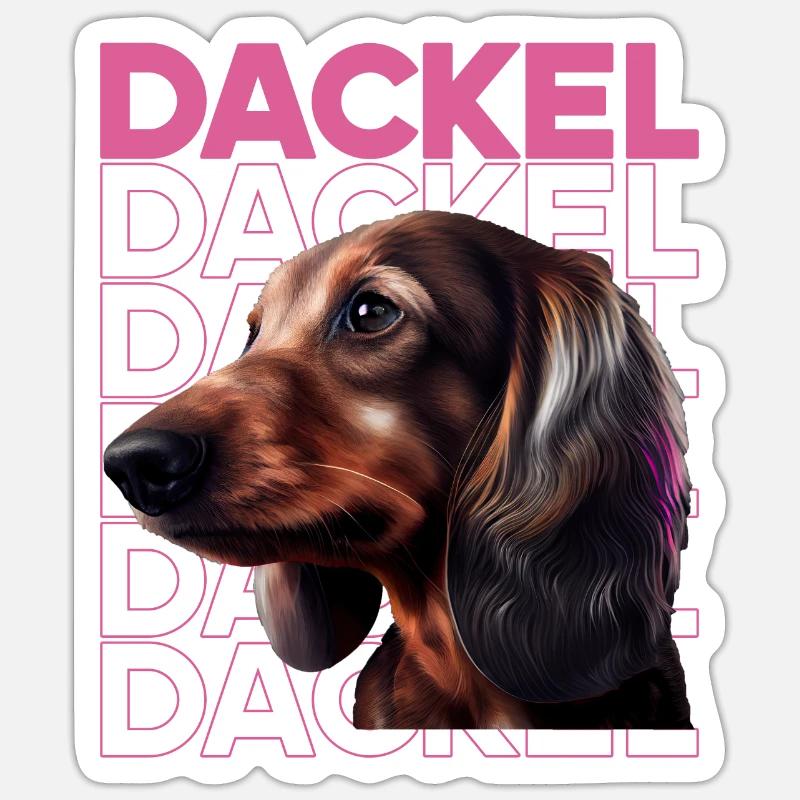 Teckel à poil dur Teckel Chien Chiens Chicoton Teckel - Sticker taille S (10 x 10 cm) - blanc mat