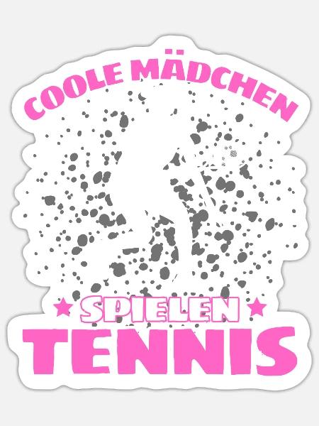 COOLE MÄCHEN SPIELEN TENNIS Lustiges - Sticker Größe S (10 x 10 cm) - Mattweiß