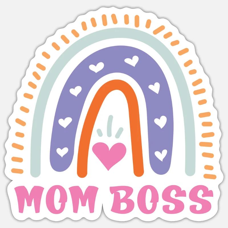 Mama Boss Muttertag starke Mama coole Mutter - Sticker Größe S (10 x 10 cm) - Mattweiß