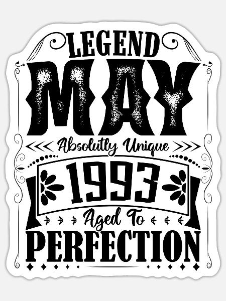 Mai 1993. Jubiläum Mai 1993. Geschenk Mai 1993. - Sticker Größe S (10 x 10 cm) - Mattweiß