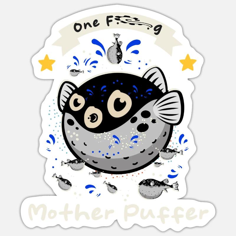 Poisson-globe - Dicton amusant - Sticker taille S (10 x 10 cm) - blanc mat