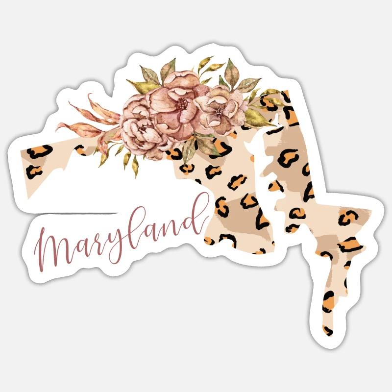 Maryland Leopard Pattern Map Leo Sticker taille S (10 x 10 cm)
