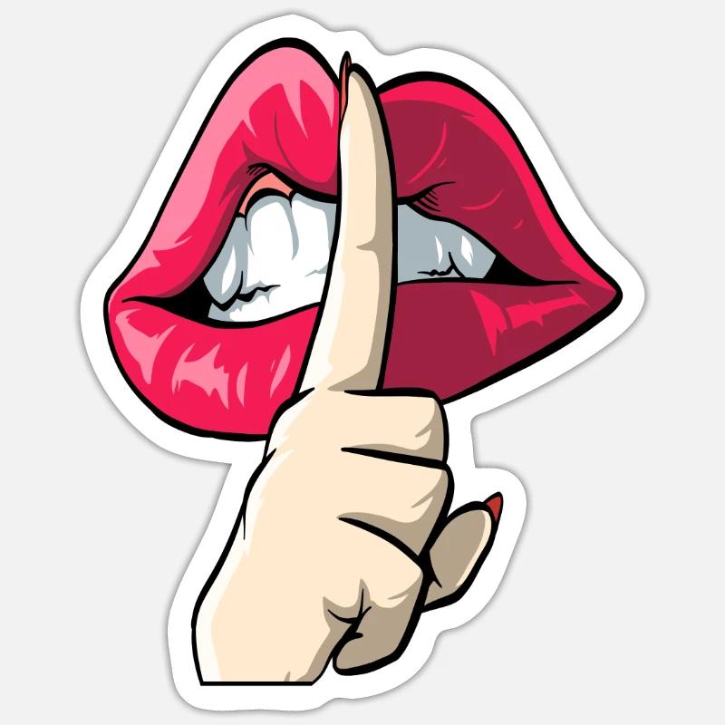 Index devant la bouche - Sticker taille S (10 x 10 cm) - blanc mat