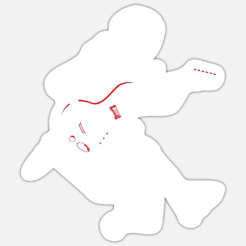 Skeleton Guitar Cat - Sticker Größe S (10 x 10 cm) - Mattweiß