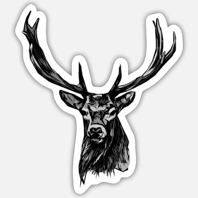 Hirsch Motiv - Ein Waldtier - Sticker Größe S (10 x 10 cm) - Mattweiß