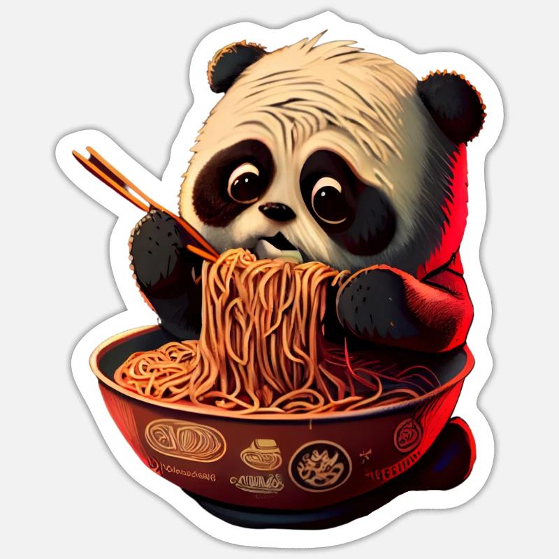 But first ramen sweet panda eats ramen Sticker size S (10 x 10 cm)