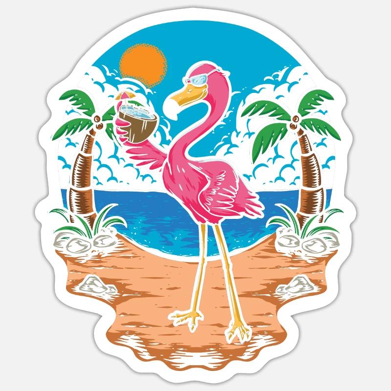Flamant - Sticker taille S (10 x 10 cm) - blanc mat