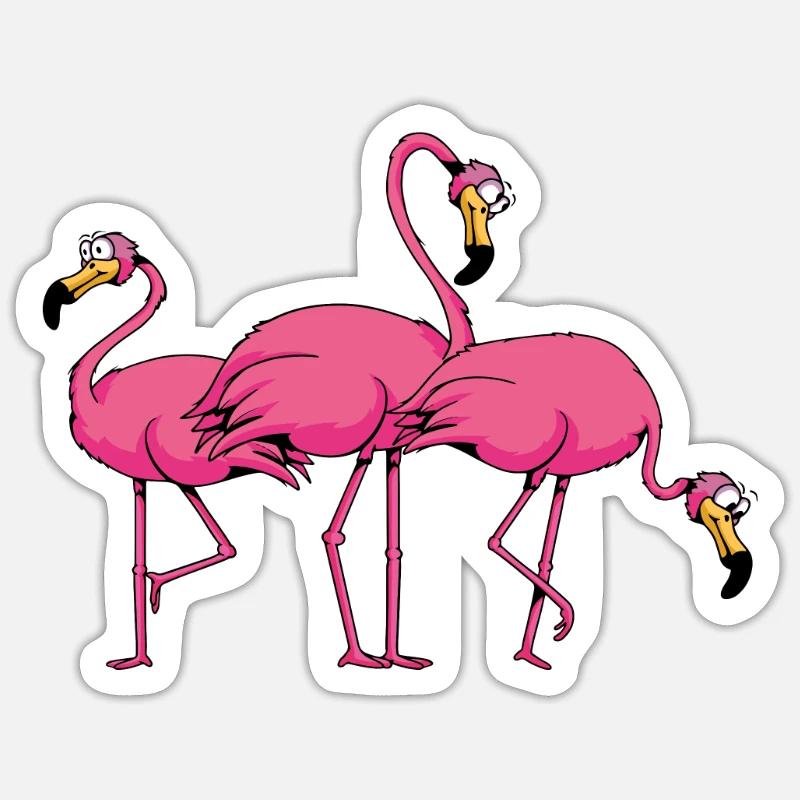 Flamant - Sticker taille S (10 x 10 cm) - blanc mat