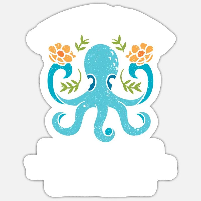 Octopus’s Garden Fun Jardinage Octopus Octopus Octo - Sticker taille S (10 x 10 cm) - blanc mat